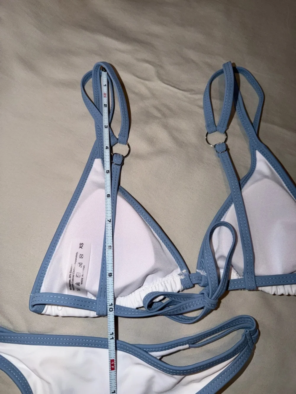 Bikini Set‎ Bundle of 2 - Triangle White/Blue and Olive/White Size XS